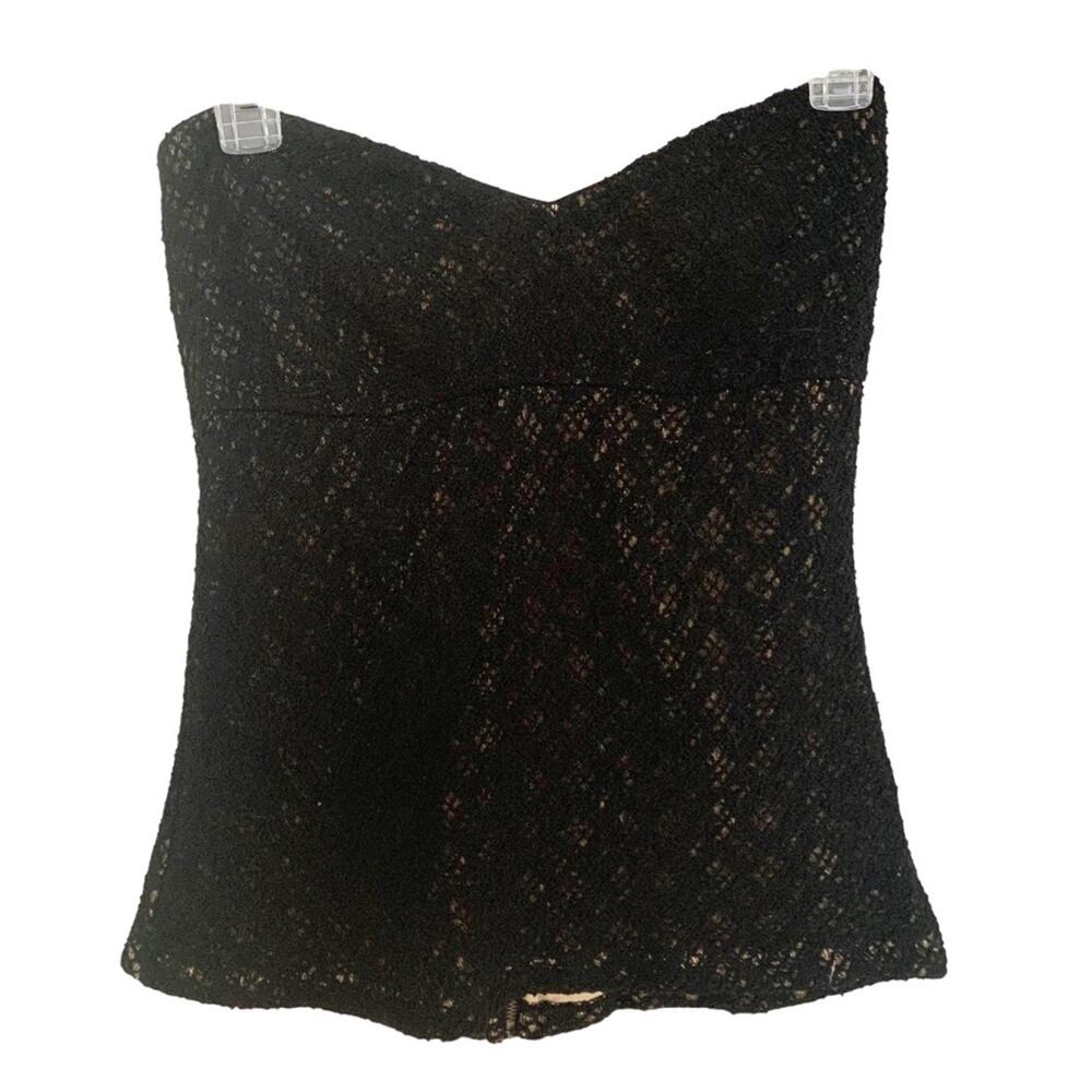 Urban Outfitters Pins & Needles Black Crochet Lace Zip Back Bustier Large